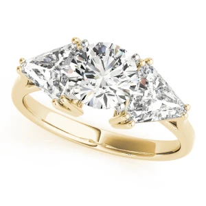 Wardah Lab-Created Diamond Yellow Gold 4 Prong Set Trilogy Engagement Ring