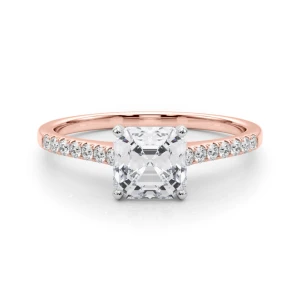 Nahomi Lab Grown Diamond Rose Gold 4 Prong Side Stone Engagement Ring