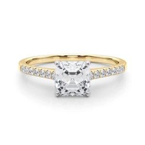 Nahomi Lab Grown Diamond Yellow Gold 4 Prong Side Stone Engagement Ring