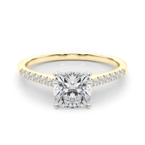 Nahomi Lab-Created Diamond Yellow Gold 4 Prong Side Stone Engagement Ring