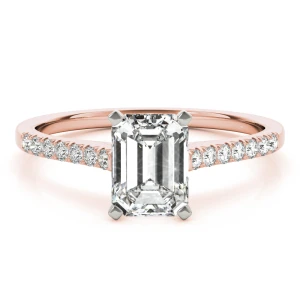 Nahomi Lab Grown Diamond Rose Gold 4 Prong Side Stone Engagement Ring