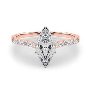 Nahomi Natural Diamond Rose Gold 6 Prong Halo Engagement Ring
