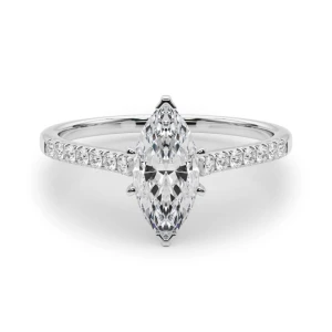 Nahomi Lab-Created Diamond Silver 6 Prong Side Stone Engagement Ring