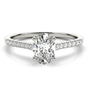 Nahomi Lab-Created Diamond Silver 4 Prong Halo Engagement Ring