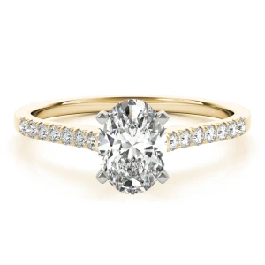 Nahomi Lab-Created Diamond Yellow Gold 4 Prong Side Stone Engagement Ring