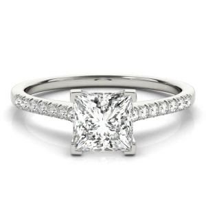 Nahomi Natural Diamond Silver 4 Prong Halo Engagement Ring