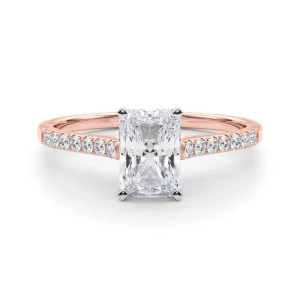 Nahomi Lab-Created Diamond Rose Gold 4 Prong Side Stone Engagement Ring