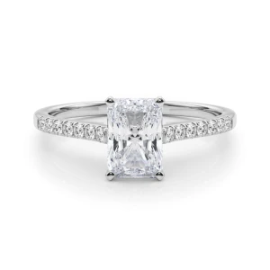 Nahomi Lab-Created Diamond Platinum 4 Prong Side Stone Engagement Ring
