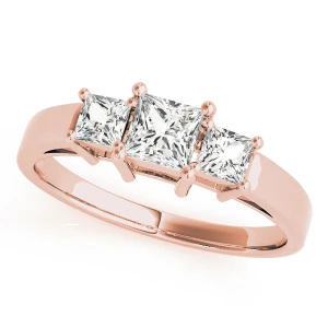 Yukiko Natural Diamond Rose Gold 4 Prong Set Trilogy Engagement Ring