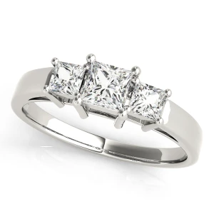 Yukiko Natural Diamond Silver 4 Prong Set Trilogy Engagement Ring