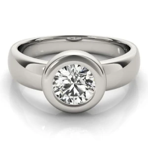 Macy Lab-Created Round cut Bezel  Solitaire Diamond Ring
