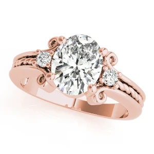 Waynette Lab Grown Diamond Rose Gold 4 Prong Set Trilogy Engagement Ring