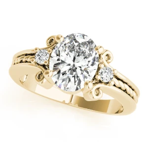 Waynette Lab-Created Diamond Yellow Gold 4 Prong Set Trilogy Engagement Ring
