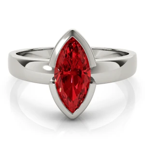Merina Natural Ruby White Gold Gemstone Diamond Ring