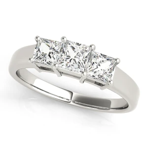 Velda Lab-Created Diamond Silver 4 Prong Set Trilogy Engagement Ring