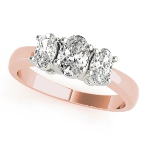 Yasmeena Natural Diamond Rose Gold 4 Prong Set Trilogy Engagement Ring