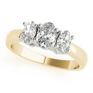 Yasmeena Natural Diamond Yellow Gold 4 Prong Set Trilogy Engagement Ring