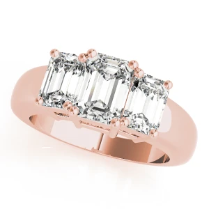 Yamira Natural Diamond Rose Gold 4 Prong Set Trilogy Engagement Ring