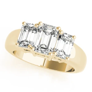 Yamira Natural Diamond Yellow Gold 4 Prong Set Trilogy Engagement Ring
