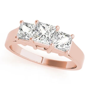 Yanelis Natural Diamond Rose Gold 4 Prong Set Trilogy Engagement Ring