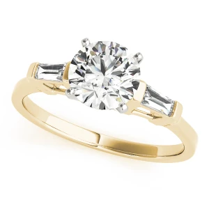 Wanita Lab-Created Diamond Yellow Gold 4 Prong Set Trilogy Engagement Ring