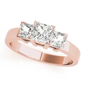 Yasmeen Lab-Created Diamond Rose Gold 4 Prong Set Trilogy Engagement Ring