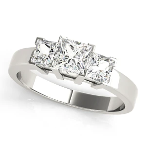 Yasmeen Lab-Created Diamond Silver 4 Prong Set Trilogy Engagement Ring