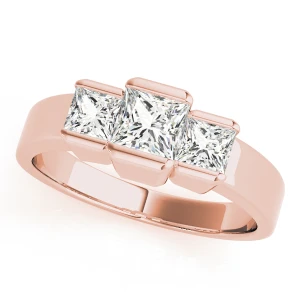 Yuna Lab-Created Diamond Rose Gold Channel Set Trilogy Engagement Ring