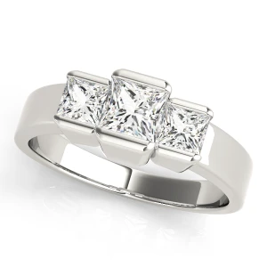 Yuna Lab-Created Diamond Silver Channel Set Trilogy Engagement Ring