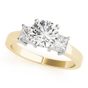 Viri Lab-Created Diamond Yellow Gold 4 Prong Set Trilogy Engagement Ring