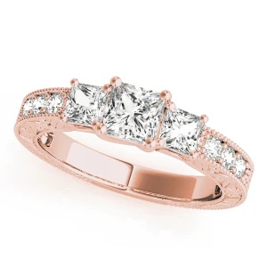Winona Lab-Created Diamond Rose Gold 4 Prong Set Trilogy Engagement Ring