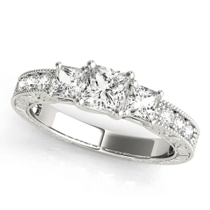 Winona Lab-Created Diamond Silver 4 Prong Set Trilogy Engagement Ring
