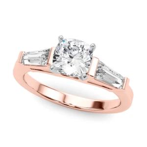 Valora Lab Grown Diamond Rose Gold 4 Prong Set Trilogy Engagement Ring