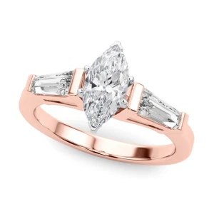 Vesna Lab Grown Diamond Rose Gold 6 Prong Set Trilogy Engagement Ring