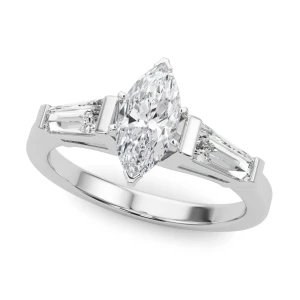 Vesna Lab-Created Diamond Platinum 6 Prong Set Trilogy Engagement Ring