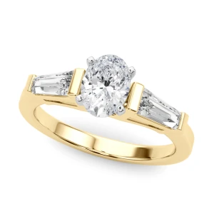 Vinisha Lab-Created Diamond Yellow Gold 4 Prong Set Trilogy Engagement Ring