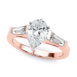 Venecia Lab Grown Diamond Rose Gold 6 Prong Set Trilogy Engagement Ring