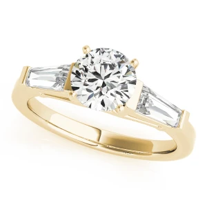 Vennela Lab-Created Diamond Yellow Gold 4 Prong Set Trilogy Engagement Ring