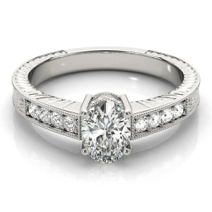 Prinsa Lab-Created Diamond Silver 4 Prong Side Stone Engagement Ring