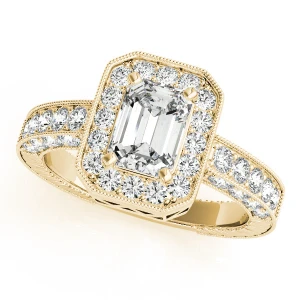 Jenny Natural Yellow Gold Halo Diamond Ring