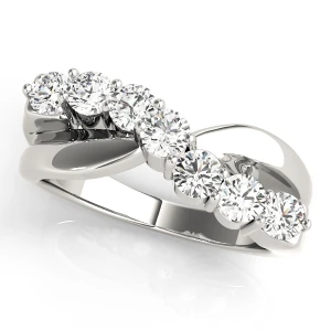 Beatrix Lab-Created Silver 7 Stone Diamond Ring