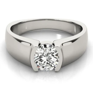 Maisy Lab-Created Round cut Half Bezel  Solitaire Diamond Ring