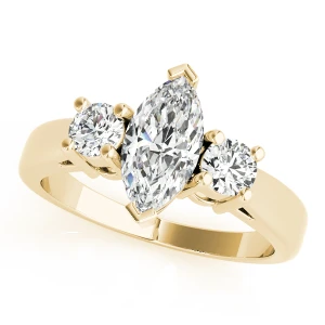 Wareesha Lab-Created Diamond Yellow Gold 2 Prong Set Trilogy Engagement Ring