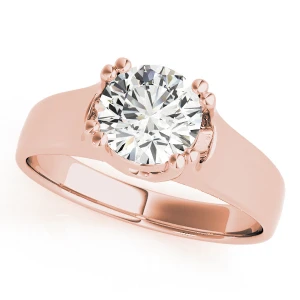 Maddie Natural Rose Gold Double Prong Solitaire Diamond Ring