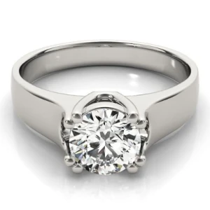 Maddie Natural White Gold Double Prong Solitaire Diamond Ring