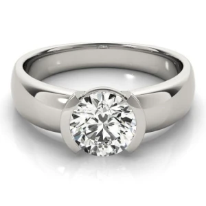 Madalyn Lab-Created Round cut Half Bezel  Solitaire Diamond Ring