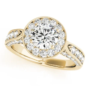 Laia Natural Yellow Gold Halo Diamond Ring