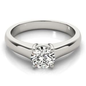 Maliah Natural Silver 4 Prong Solitaire Diamond Ring