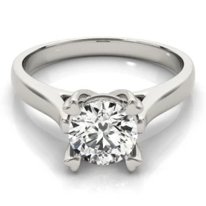 Mikaela Natural Silver 4 Prong Solitaire Diamond Ring