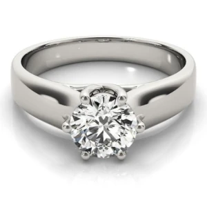 Madalynn Natural Silver 6 Prong Solitaire Diamond Ring